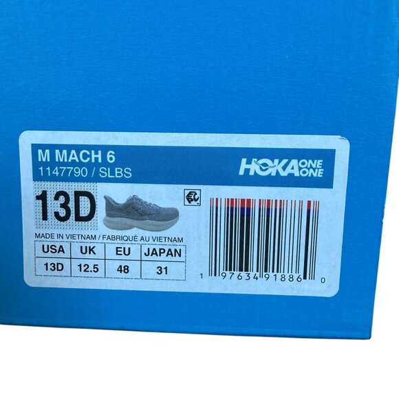 Hoka M Mach 6 gray lace-up running sneakers men's size 13D New - Picture 13 of 14